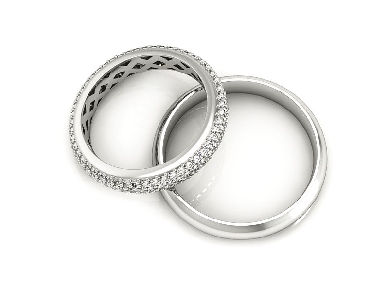 Obrączki z diamentami nowoczesne białe 585 - s35200T88b — zdjęcie 3