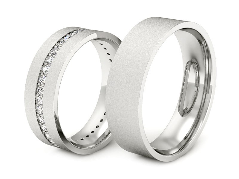 Złote Obrączki z brylantami złote białe złoto 585 - s36bms — zdjęcie 3