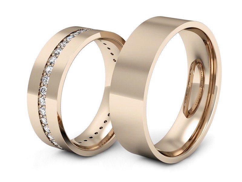 Złote Obrączki z brylantami różowe złoto 585 - s36c — zdjęcie 3