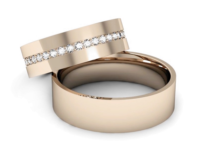 Złote Obrączki z brylantami różowe złoto 585 - s36c — zdjęcie 2