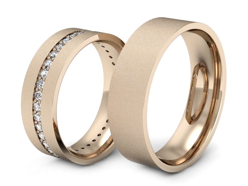 Obrączki z brylantami złote różowe złoto 585 - s36cms — zdjęcie 3