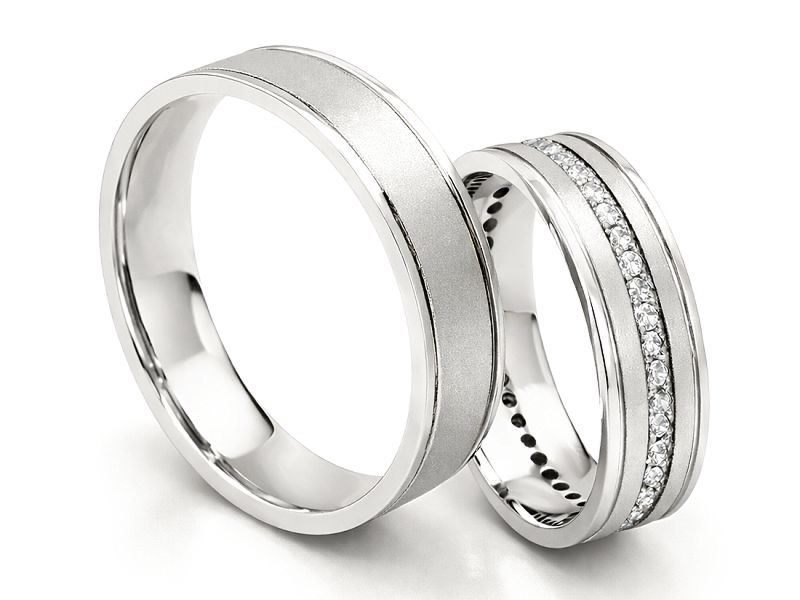 Złote Obrączki z brylantami złote białe złoto 585 - s37_mat — zdjęcie 3