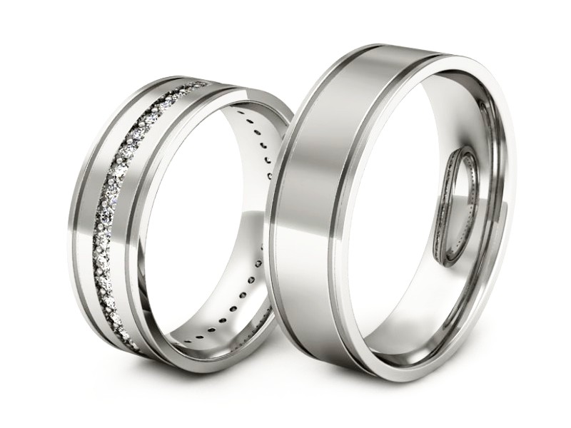 Złote Obrączki z brylantami złote białe złoto 585 - s37b — zdjęcie 3