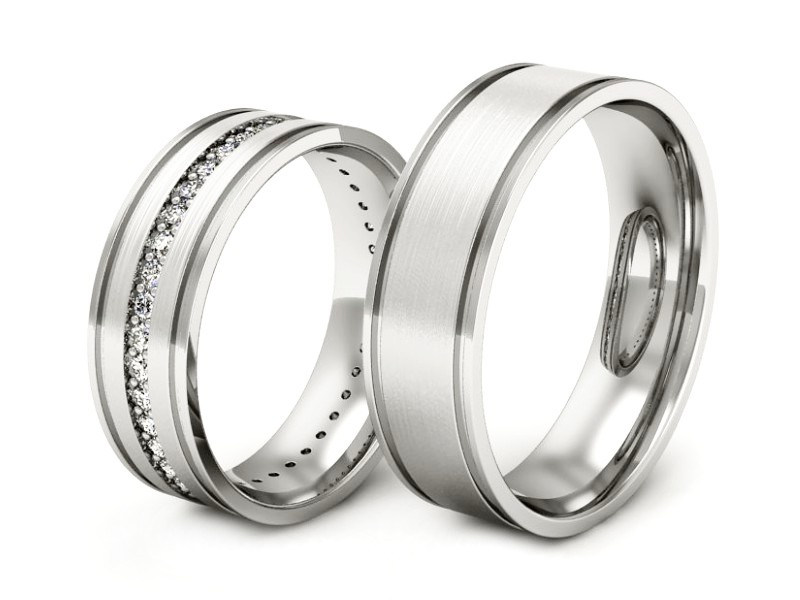 Złote Obrączki z brylantami białe złoto 585 - s37bm — zdjęcie 3