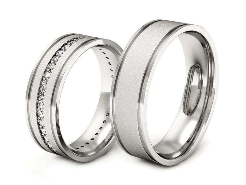 Złote Obrączki z brylantami złote białe złoto 585 - s37bms — zdjęcie 3