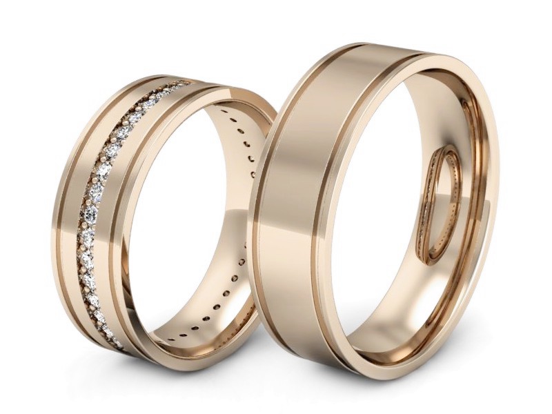 Złote Obrączki z brylantami różowe złoto 585 - s37c — zdjęcie 3