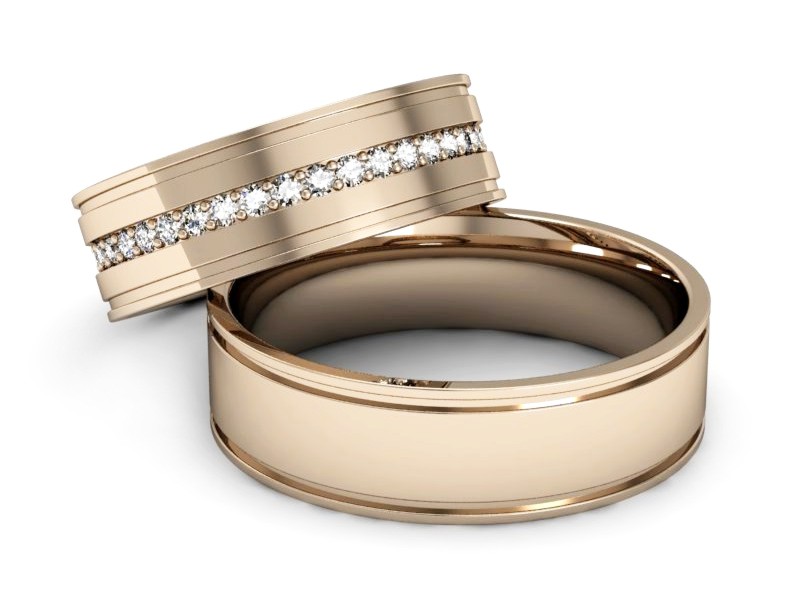 Złote Obrączki z brylantami różowe złoto 585 - s37c — zdjęcie 2