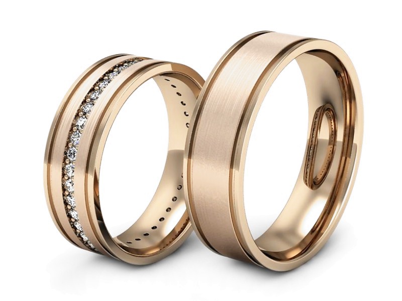 Obrączki z brylantami złote różowe złoto 585 - s37cmp — zdjęcie 3
