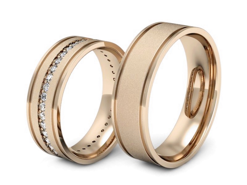 Obrączki z brylantami złote różowe złoto 585 - s37cms — zdjęcie 3