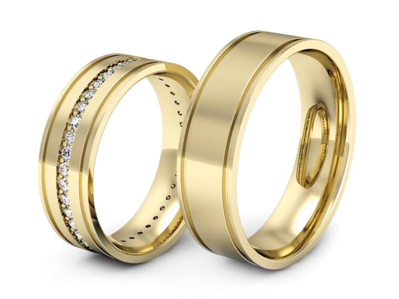 Obrączki z brylantami złote żółte złoto 14k - s37z — zdjęcie 3