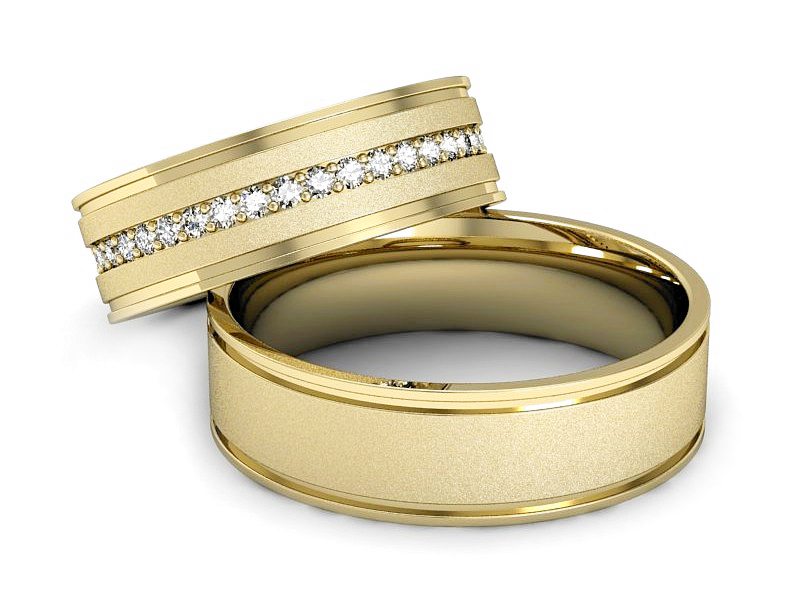 Złote Obrączki z brylantami złote żółte złoto 14k - s37zms — zdjęcie 2