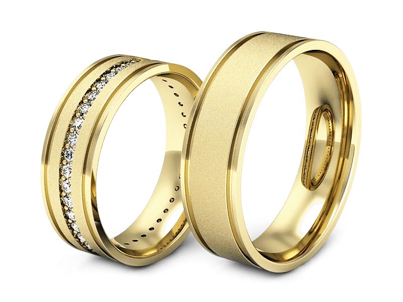 Złote Obrączki z brylantami złote żółte złoto 14k - s37zms — zdjęcie 3