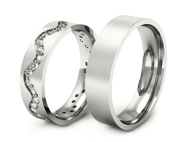 Złote Obrączki z brylantami złote białe złoto 585 - s39bmp — zdjęcie 3