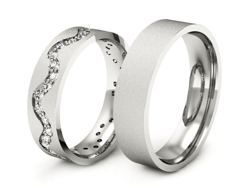 Złote Obrączki z brylantami złote białe złoto - s39bms — zdjęcie 3