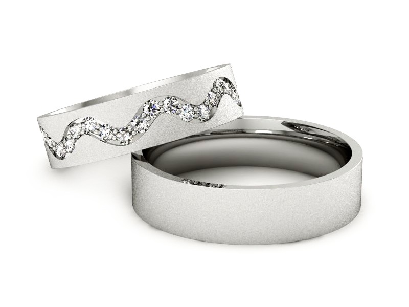 Złote Obrączki z brylantami złote białe złoto - s39bms — zdjęcie 2