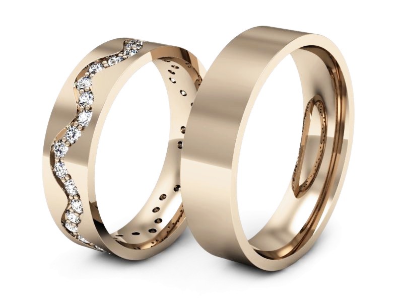Złote Obrączki z brylantami różowe złoto 585 - s39c — zdjęcie 3