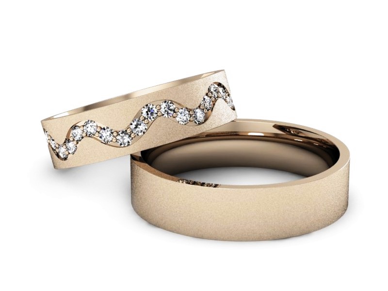 Obrączki z brylantami złote różowe złoto 585 - s39cms — zdjęcie 2