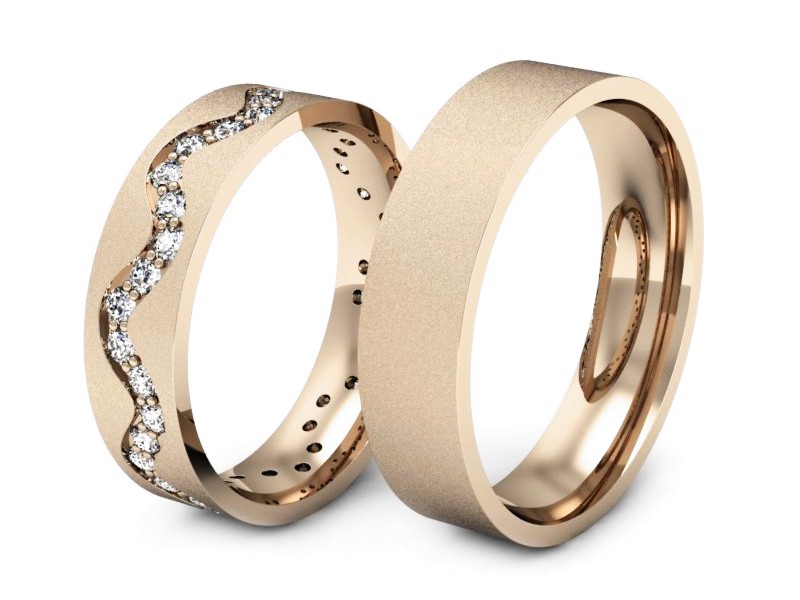 Obrączki z brylantami złote różowe złoto 585 - s39cms — zdjęcie 3