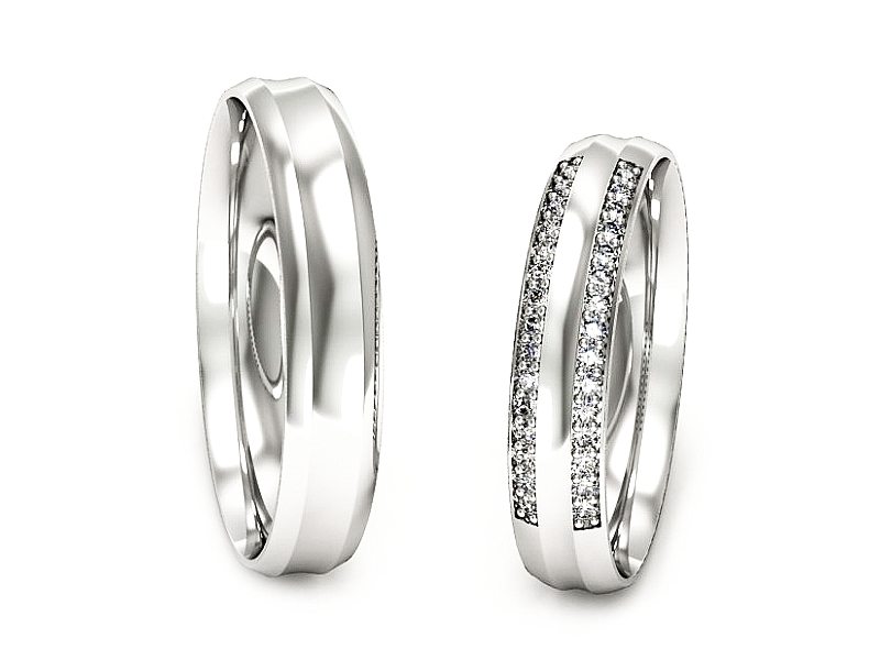 Obrączki z diamentami soczewkowe białe 585 - S40135T51B — zdjęcie 3