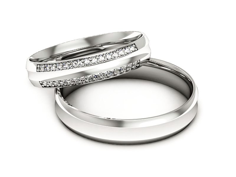 Obrączki z diamentami soczewkowe białe 585 - S40135T51B — zdjęcie 2