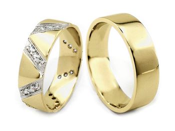 Złote Obrączki soczewkowane diamenty złoto 585 - s43z_ - 1