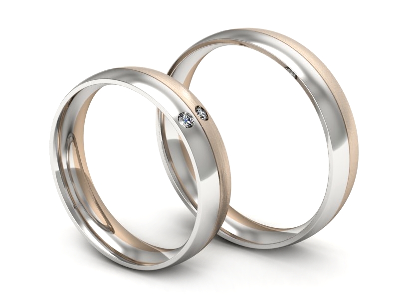 Złote Obrączki z diamentami białe złoto 585 - S45145503bc — zdjęcie 3