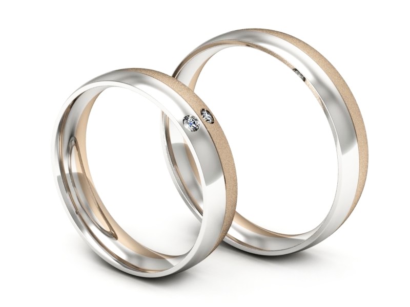 Obrączki z diamentami różowe i białe złoto - S45145503bcms — zdjęcie 3