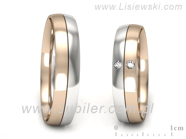 Obrączki ślubne obrączki z diamentami złote różowe i białe - S45145503bco- 1