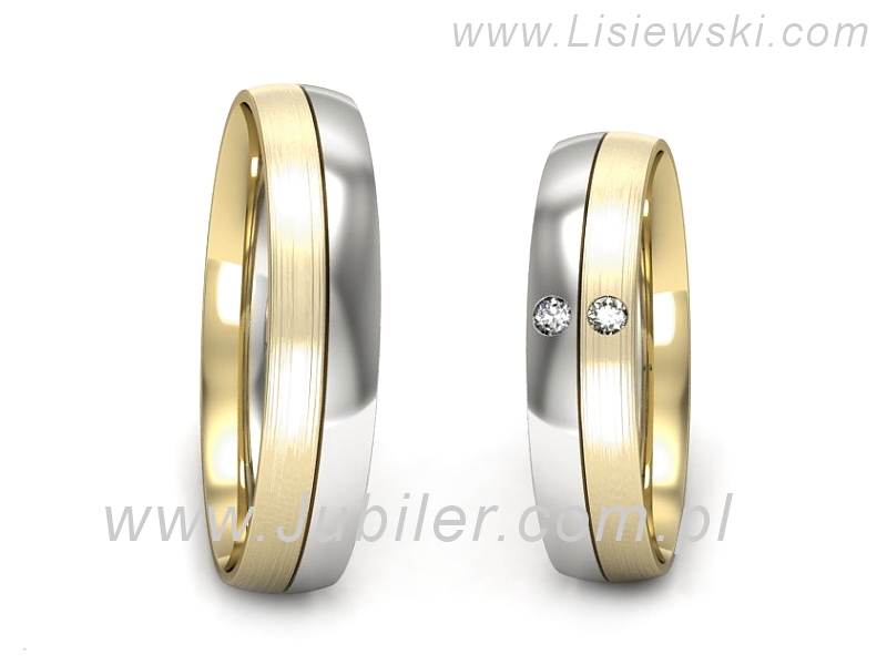Obrączki ślubne obrączki z diamentami złoto dwukolorowe 585 - S45145503bz - 1