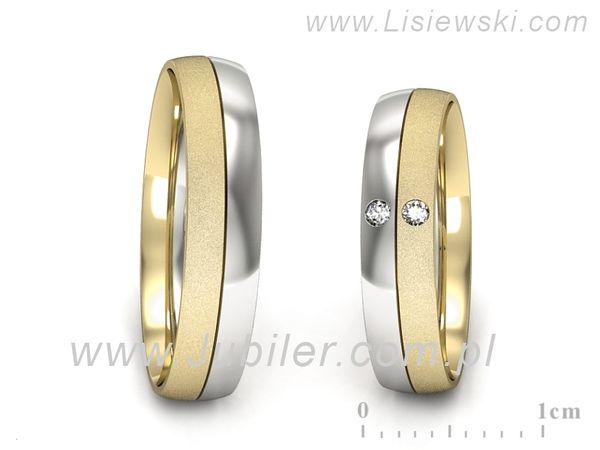 Obrączki ślubne obrączki z diamentami białe żółte złoto - S45145503bzmss- 1