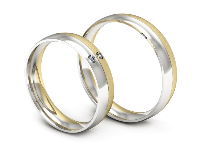 Obrączki z diamentami białe żółte złoto - S45145503bzmss — zdjęcie 3