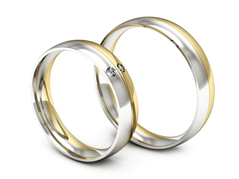 Obrączki z diamentami białe żółte złoto - S45145503bzz — zdjęcie 3