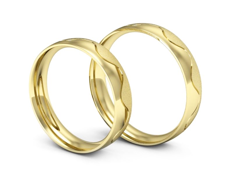 Obrączki żółte złoto obrączki klasyczne 585 - S45145T19zms — zdjęcie 3