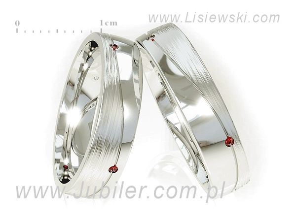 Obrączki ślubne z brylantami i rubinami z bialego zlota - S45150150RRb