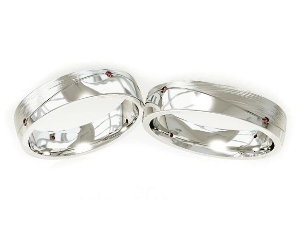 Obrączki ślubne z brylantami i rubinami z bialego zlota - S45150150RRb
