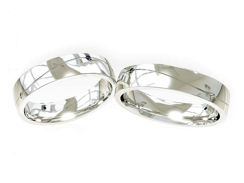 Obrączki ze spinelami złote białe złoto 585 - S45150150RSb - 2