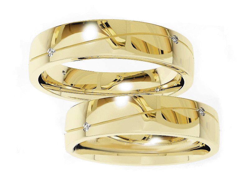 Obrączki z brylantami złote żółte złoto 14k - S45150150Rz — zdjęcie 3