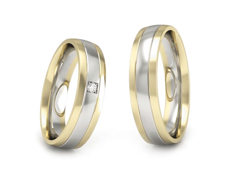 Obrączki z brylantem z żółte i białe złoto - S46140355zb — zdjęcie 3