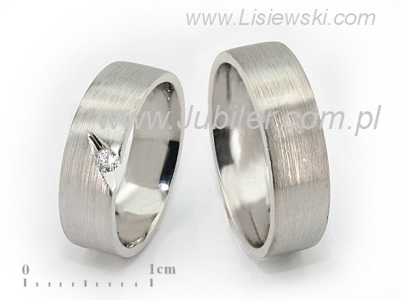 Złote Obrączki z brylantem złote białe złoto 585 - s48b — zdjęcie 2