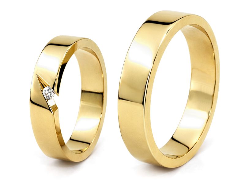 Złote Obrączki z brylantem soczewkowe obrączki - s4_z — zdjęcie 3