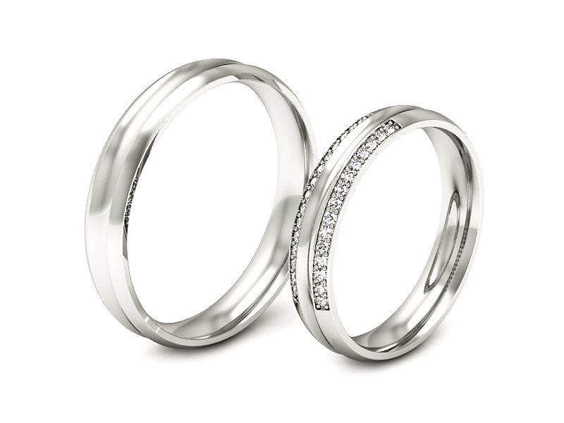 Obrączki z diamentami soczewkowe białe 585 - S50135T51b — zdjęcie 3