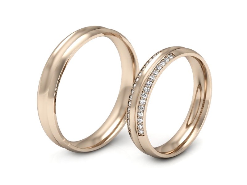 Złote Obrączki z diamentami czerwone złoto 585 - S50135T51c — zdjęcie 3