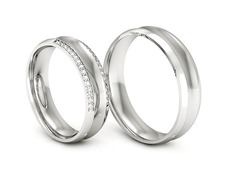 Obrączki z diamentami soczewkowe złote obrączki - S50135T52B — zdjęcie 3