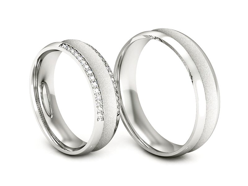 Obrączki z brylantami złote białe złoto 585 - S50135T52bms — zdjęcie 3