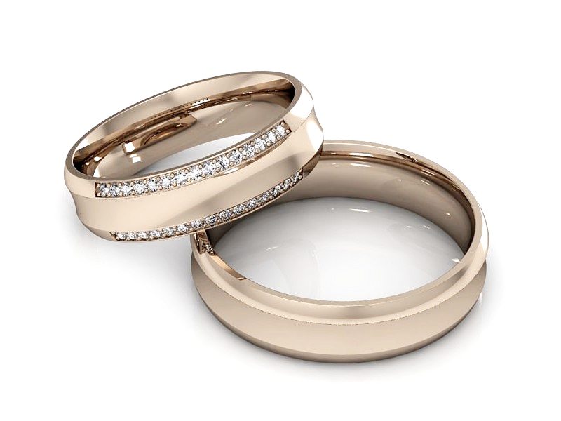 Obrączki z diamentami złote różowe złoto 585 - S50135T52c — zdjęcie 2