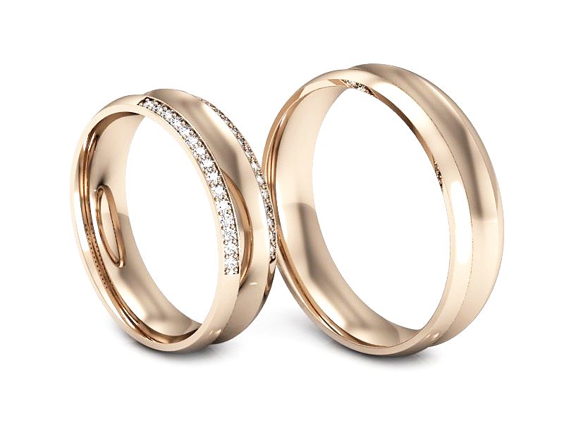 Obrączki z diamentami złote różowe złoto 585 - S50135T52c — zdjęcie 3