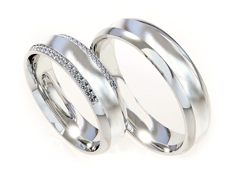 Złote Obrączki z brylantami białe złoto 585 - S50135T65B — zdjęcie 3