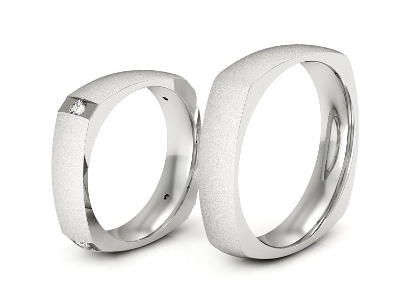 Obrączki z brylantami złote białe złoto 585 - S50140T48bms — zdjęcie 3