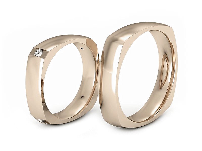 Obrączki z diamentami złote różowe złoto 585 - S50140T48c — zdjęcie 3