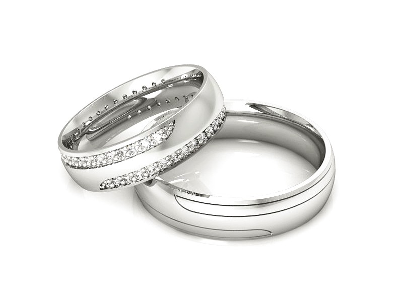 Obrączki z diamentami nowoczesne białe 585 - S50140T90b — zdjęcie 3